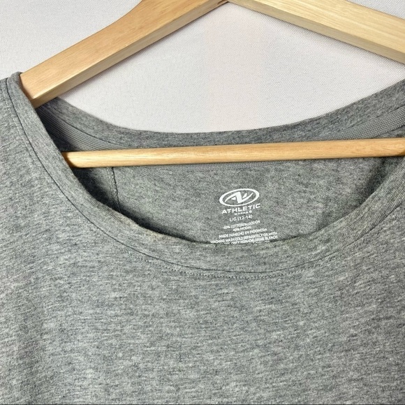 Athletic Works Light Gray Crewneck Open Split Back Short Sleeve T-Shirt L - Picture 4 of 4